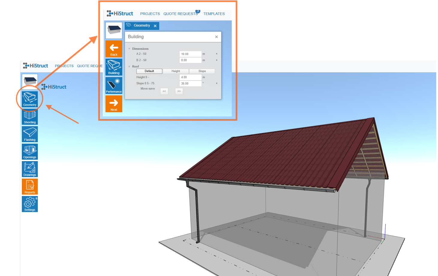 Tlačítko Geometrie