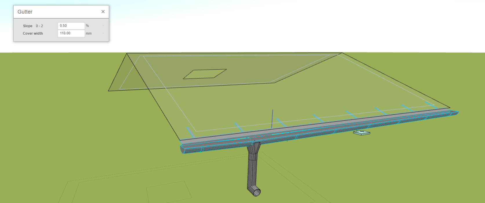Flashing gutter properties