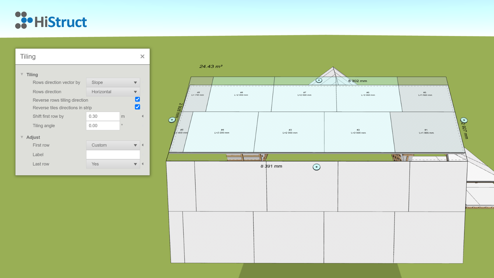 Roof areas tiling