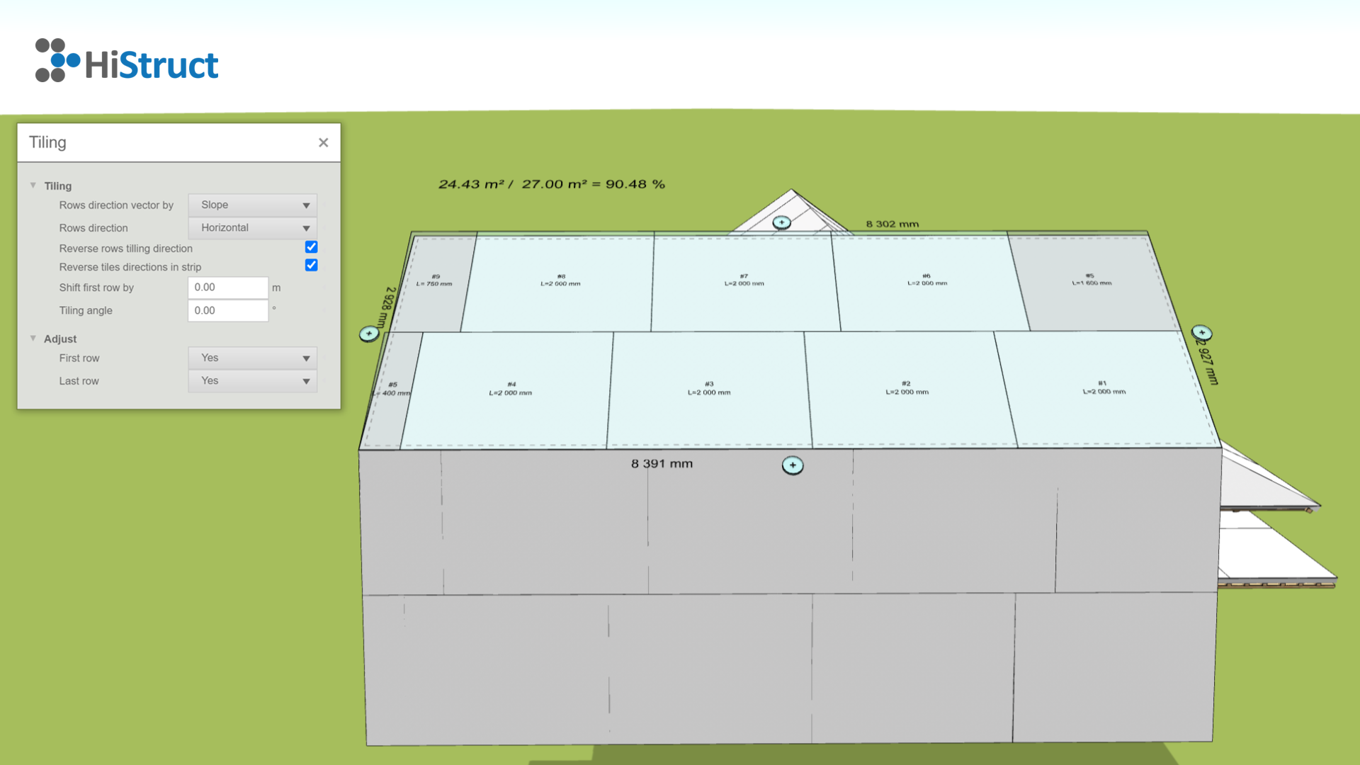 Roof areas tiling